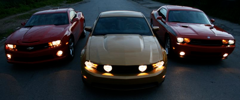 Illustration for article titled Muscle Car Wars: Camaro vs. Challenger vs. Mustang